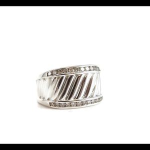 David Yurman Silver White Sterling Cigar Band Ring